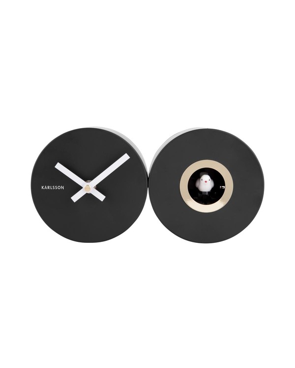 Wall clock Duo Cuckoo matt black Image