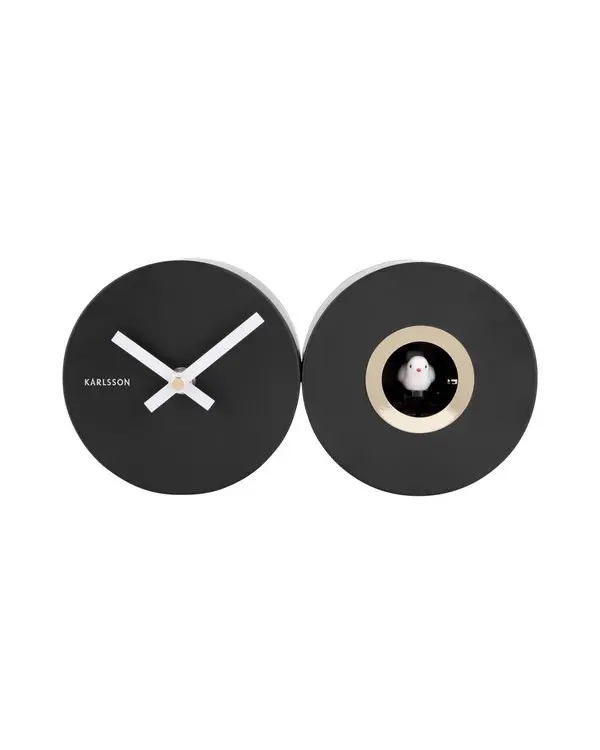 Wall clock Duo Cuckoo matt black