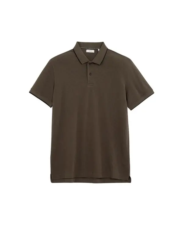 organic cotton polo shirt with checkerboard jacquard knit