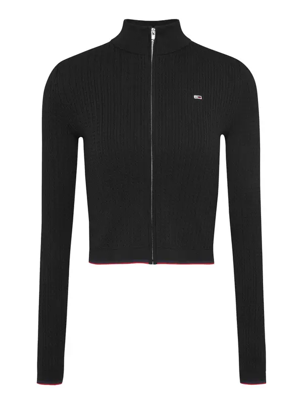  Slim Cable Zip Cardigan