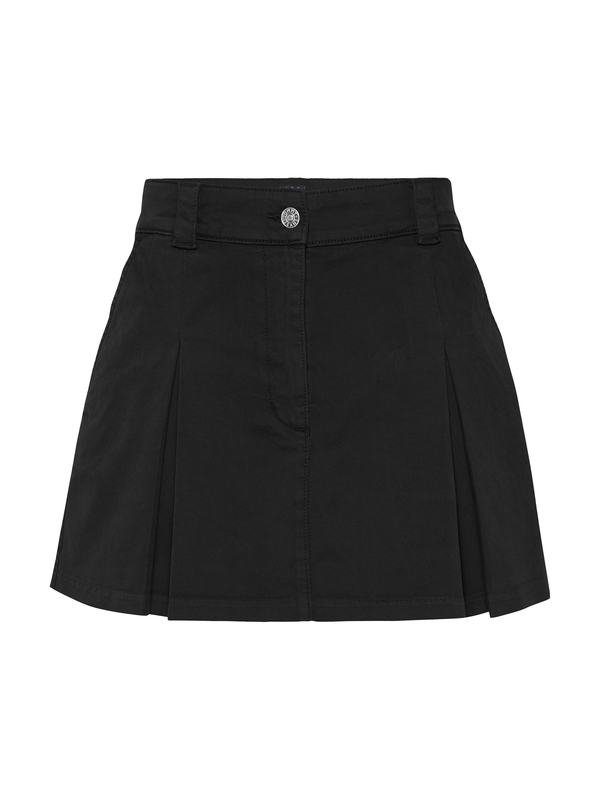  Stretch Cotton Pleated Mini Skirt