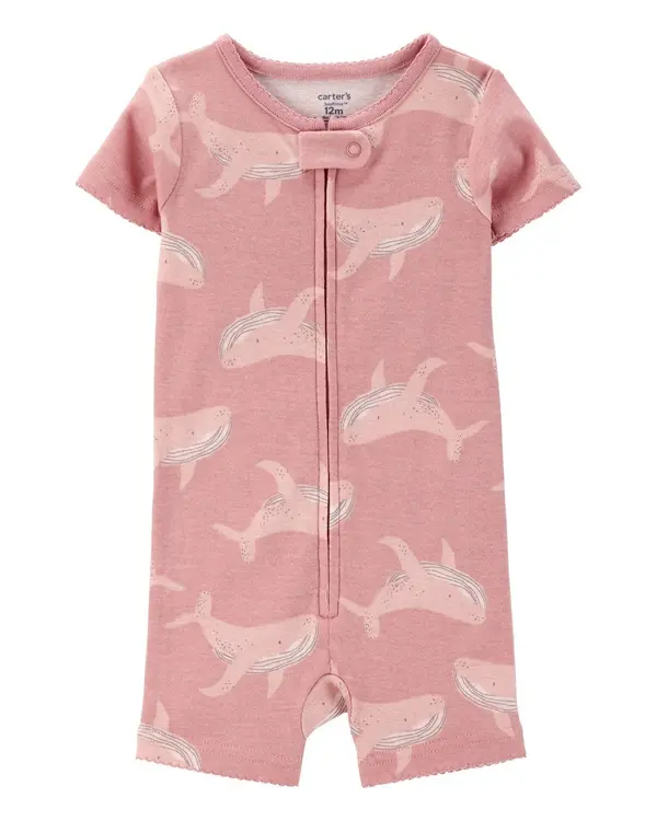 Whale Print Snug Fit Cotton 1-Piece Pyjamas