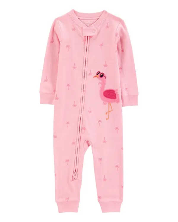 Flamingo Print Snug Fit Cotton 1-Piece FOOTLESS Pyjamas
