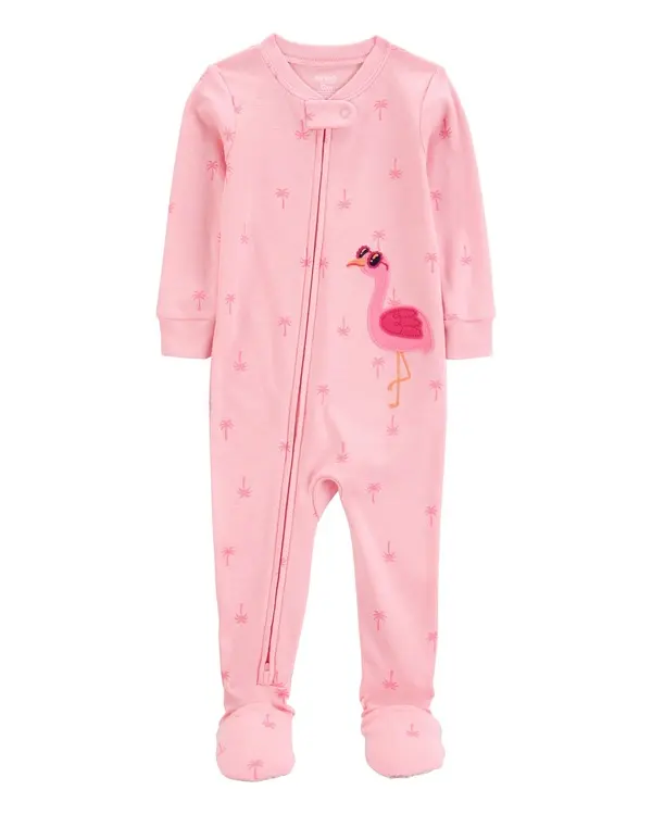 Flamingo Print Snug Fit Cotton 1-Piece Pyjamas