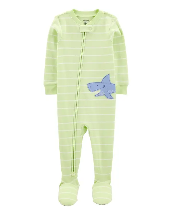 Shark Snug Fit Cotton Footie Pajamas