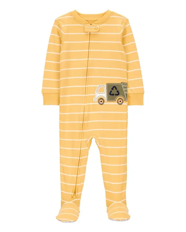 Yellow Truck Snug Fit Cotton Footie Pajamas