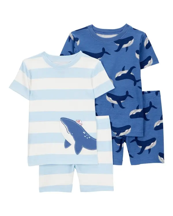 Crab Print Cotton 4-Piece Pyjamas