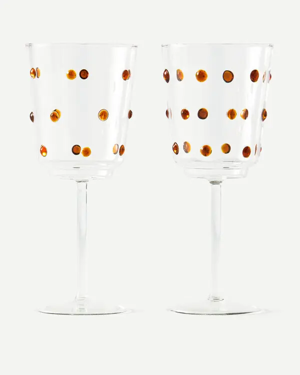  Set of - Wineglass Nob Amber