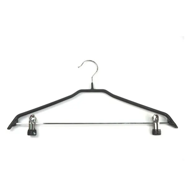  Set of 2 Pieces - Hangers Antislip with Clips Black