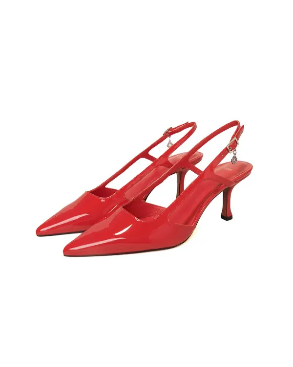 Patent leather slingback pumps
