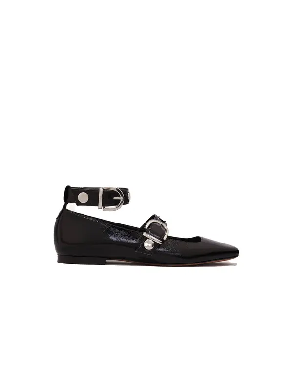 Studded leather Mary Jane flats