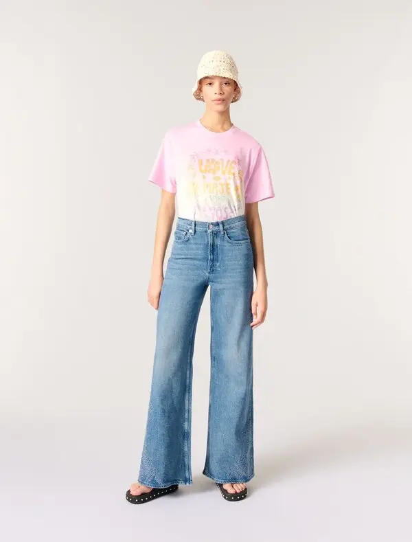 Wide Leg Embroidered jeans