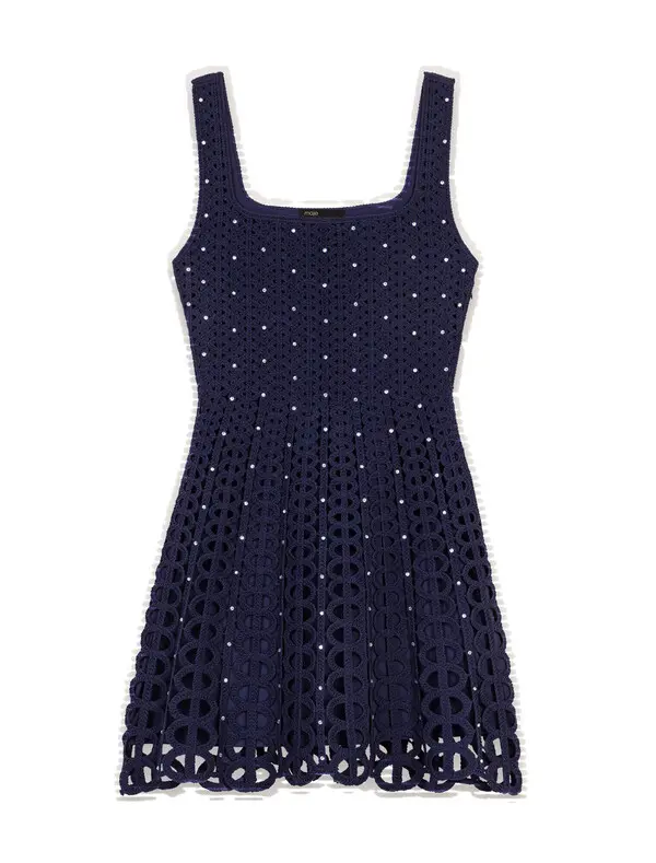 Rhinestone crochet short dress