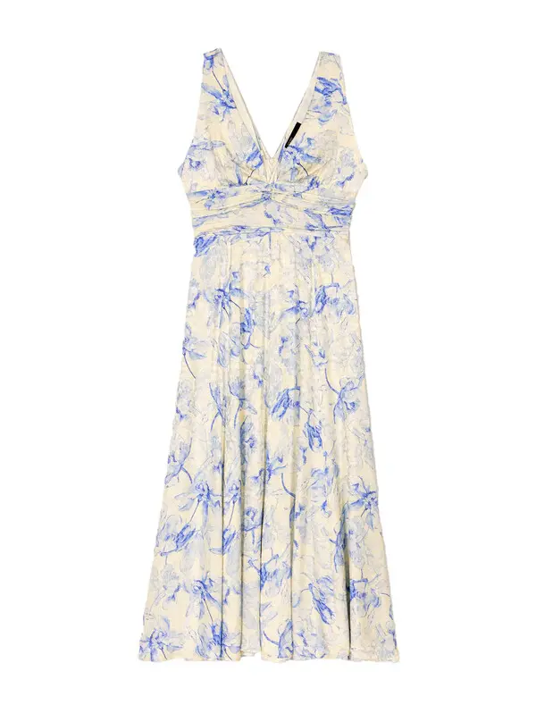 Patterned maxi dress with lacing