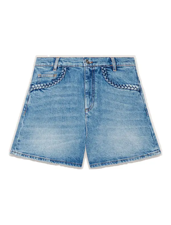 Denim shorts with braided trim
