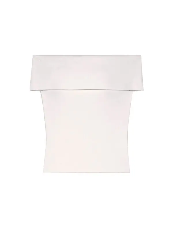 Rib knit bardot-neck top