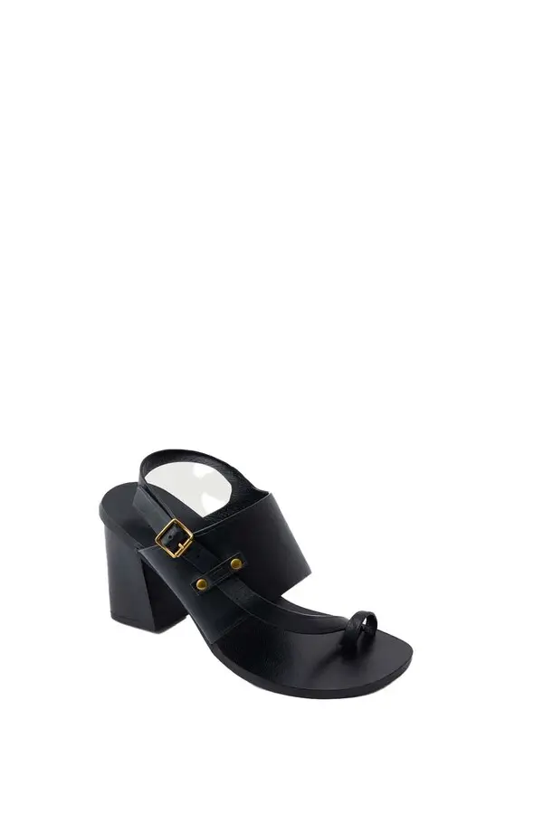 block heel leather sandals