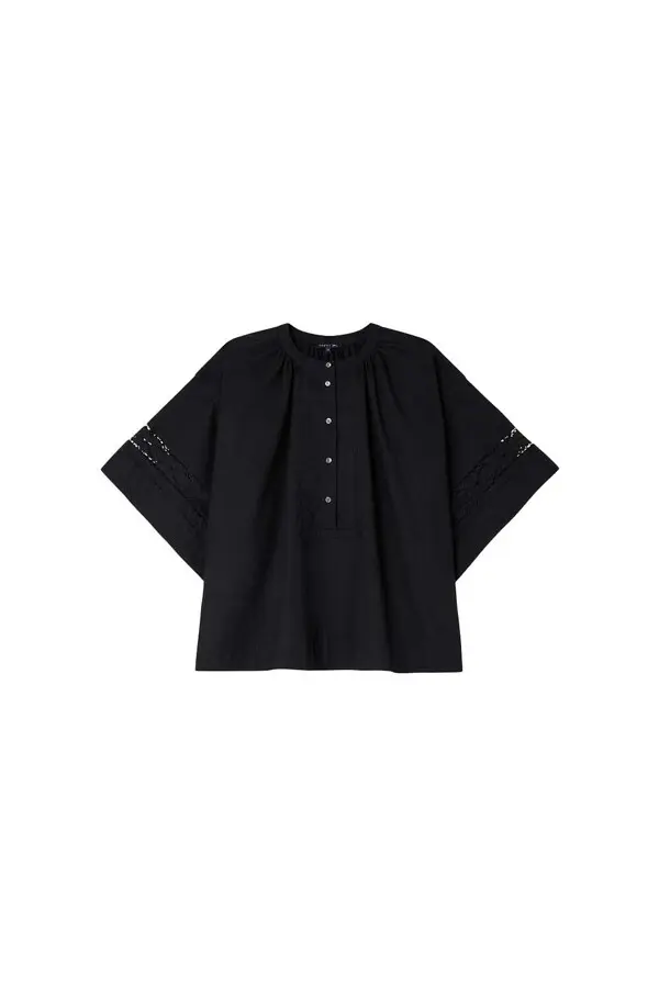 Short-sleeved cotton poplin blouse