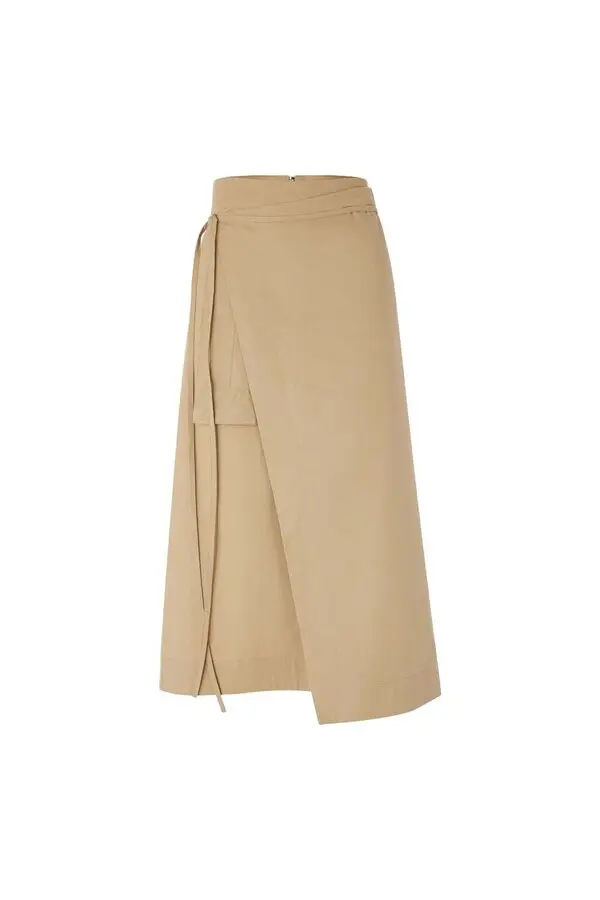straight cut poplin wrap skirt