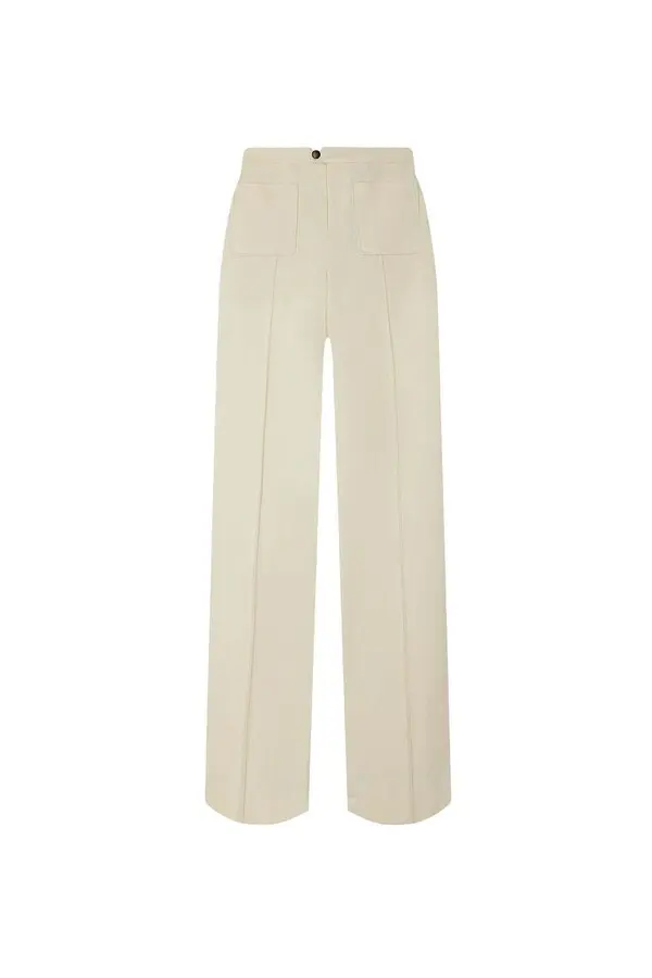 Slightly flared straight leg Cotton twill trousers