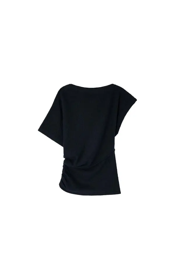 Asymmetric short sleeve jumper