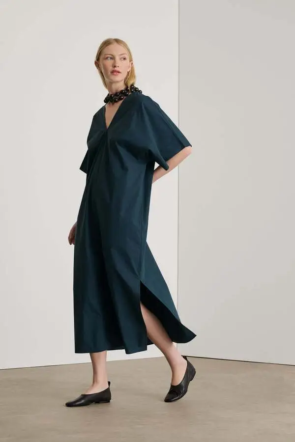 Slate organic cotton poplin dress