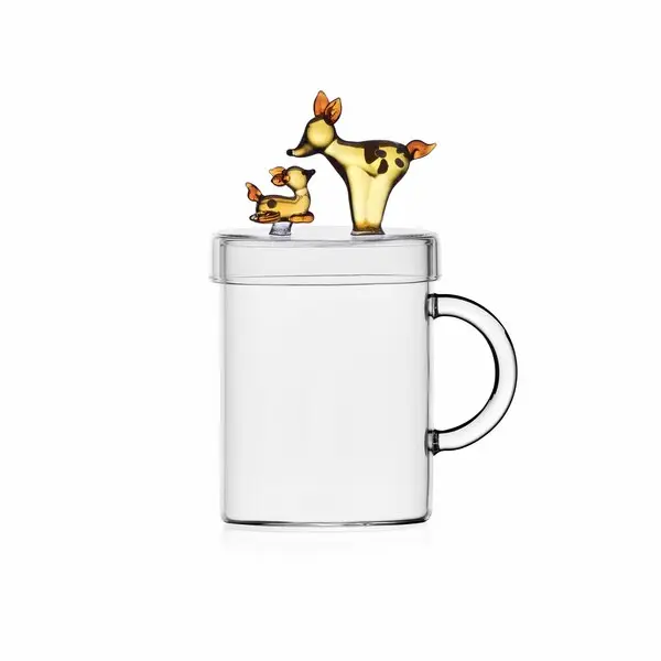 TENDER TIES mug with lid fawn family