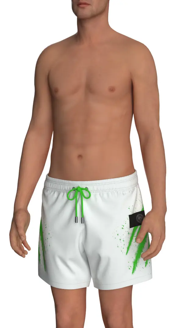 Swim Shorts with Splatter Print and Drawstring