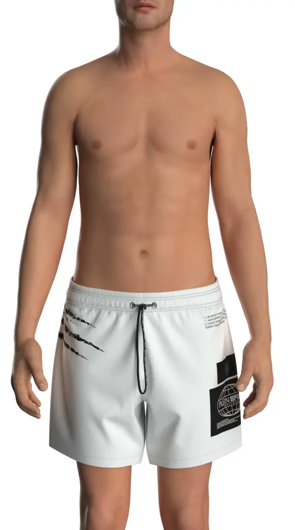  Swim Shorts with Black Accents and Logo Patch