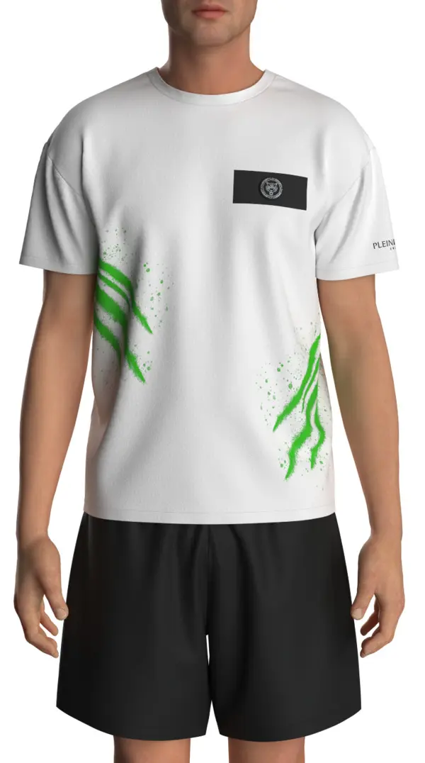 Short Sleeve T-shirt with Splatter Design and Logo Patch