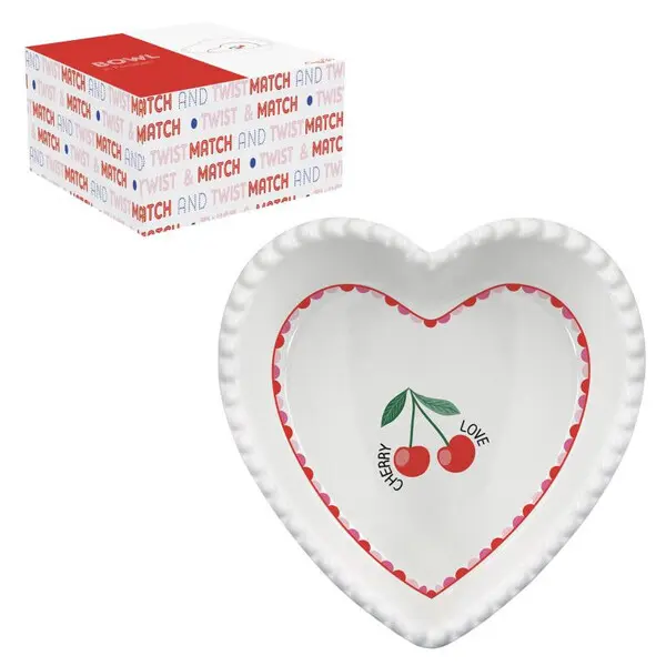 Porcelain bowl heart shape 15x15 cm in c.b. TWIST & MATCH RED