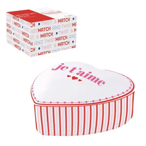 Porcelain jewelry box Ø 12 cm heart shape in c.b. TWIST & MATCH RED
