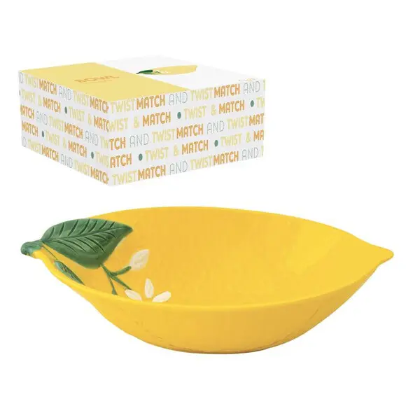 Porc.bowl 22x16 cm lemon shape in c.b. TWIST & MATCH YELLOW