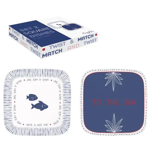 Set 2 porcelain plates 11x11 cm in c.b. TWIST & MATCH BLUE