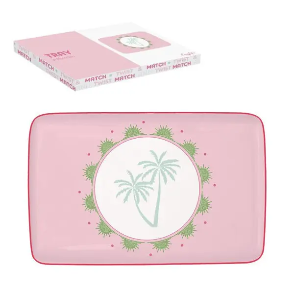 Porcelain tray 22x14 cm in color box TWIST & MATCH AQUAMARINE-PINK