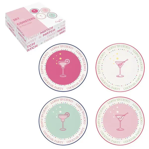 Set 4 porcelain pocket emptier in c.b. TWIST & MATCH AQUAMARINE-PINK