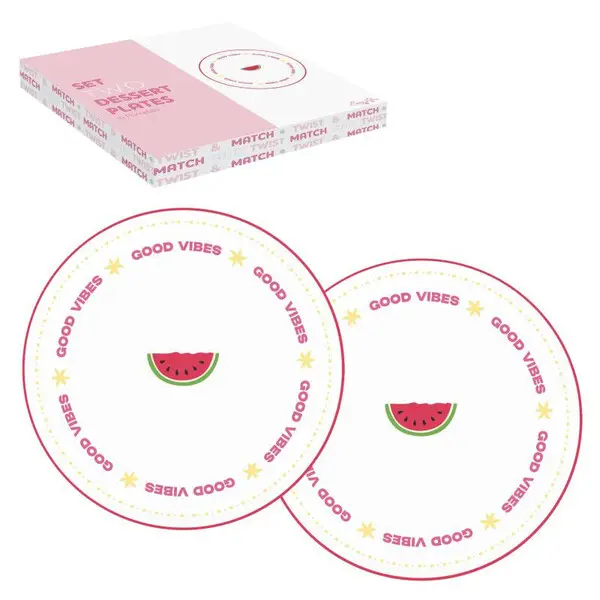 Set 2 porcelain side plates Ø 20 cm in c.b. TWIST & MATCH AQUAMARINE-PINK