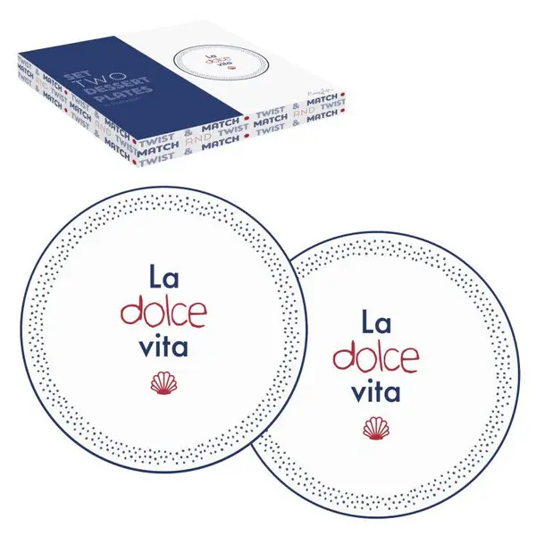 Set 2 porcelain side plates Ø 20 cm in c.b. TWIST & MATCH BLUE