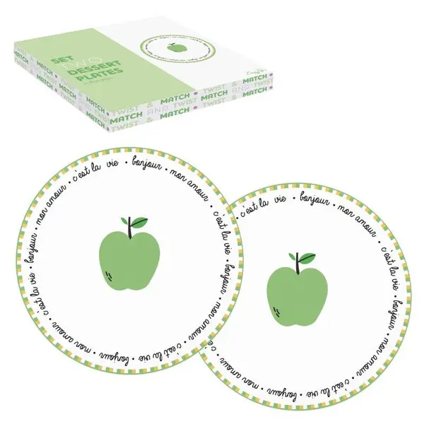Set 2 porcelain side plates Ø 20 cm in c.b. TWIST & MATCH GREEN