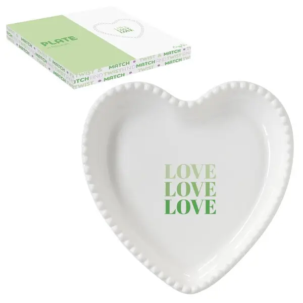 Porcelain plate heart shape 20x20 cm in c.b. TWIST & MATCH GREEN