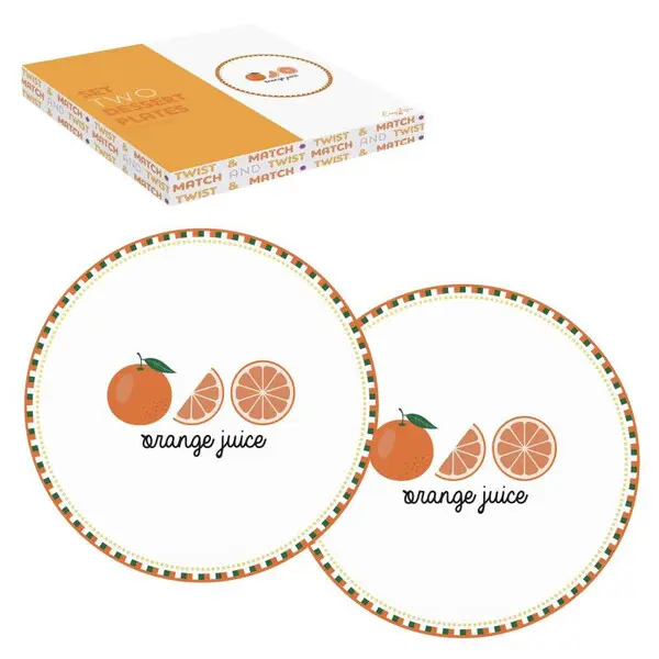 Set 2 porcelain side plates Ø 20 cm in c.b. TWIST & MATCH ORANGE