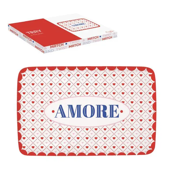 Porcelain tray 22x14 cm in color box TWIST & MATCH RED