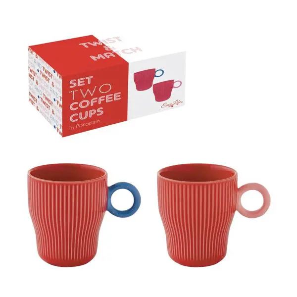 Set 2 porc.coffee cups 90 ml in c.b. TWIST & MATCH RED