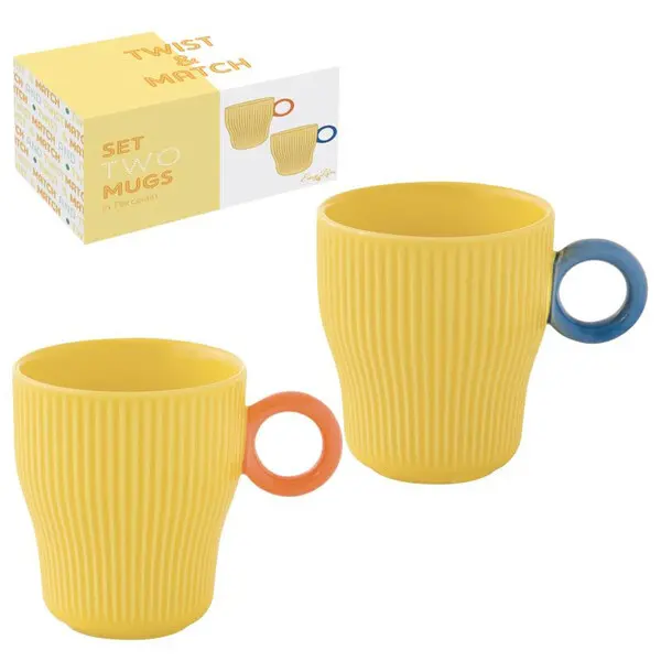 Set 2 porcelain mug 300 ml in c.b. TWIST & MATCH YELLOW