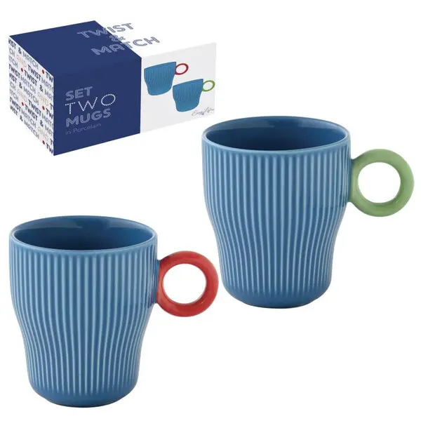 Set 2 porcelain mug 300 ml in c.b. TWIST & MATCH BLUE