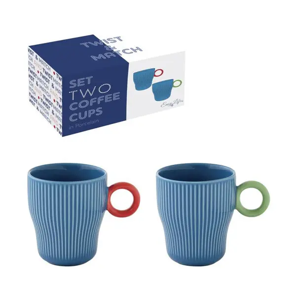 Set 2 porc.coffee cups 90 ml in c.b. TWIST & MATCH BLUE