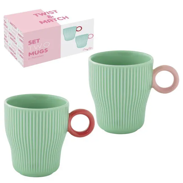 Set 2 porcelain mug 300 ml in c.b. TWIST & MATCH AQUAMARINE-PINK