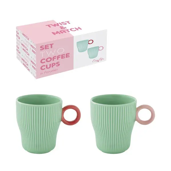 Set 2 porc.coffee cups 90 ml in c.b. TWIST & MATCH AQUAMARINE-PINK