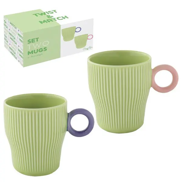 Set 2 porcelain mug 300 ml in c.b. TWIST & MATCH GREEN