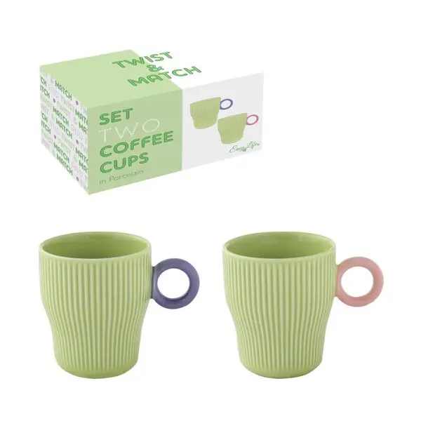 Set 2 porc.coffee cups 90 ml in c.b. TWIST & MATCH GREEN